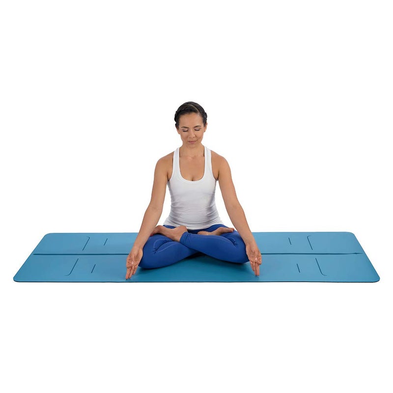 Liforme Evolve Yoga Mat â€“ Free Yoga Bag, Patented Alignment System, Warrior-Like Grip, Non-Slip, Eco-Friendly and Biodegradable, Sweat-Resistant, Long, Wide and 4.2mm Thick mat for Comfort - Blue - Image 2